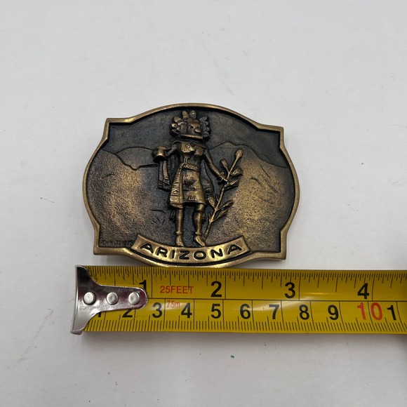VTG Arizona Morning Kachina Brass Belt Buckle Registered Solid Brass EO0052 1977 - Picture 5 of 6